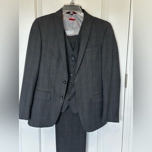 John Varvatos 3-pc suit 36R extra slim fit gray check